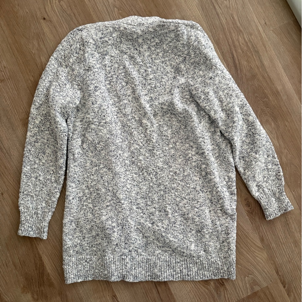 L.L. Bean Women's Marled Blue and White Cotton Cardigan - Picture 5 of 5